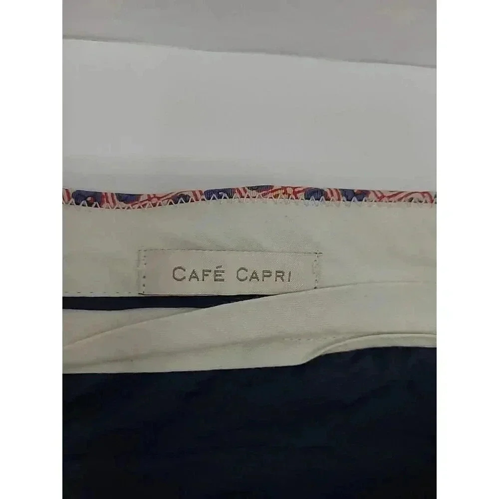 J. Crew Cafe Capri Pants Women's Size 6 Blue Floral Pockets - Picture 5 of 8